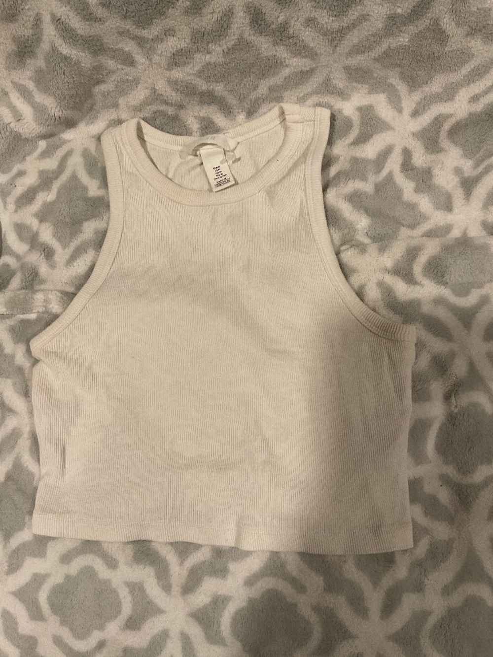 H&M white high neck sleeveless ribbed tank